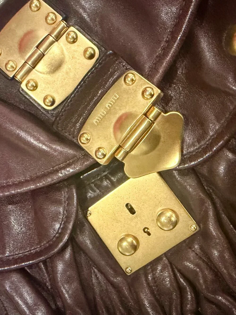 Authentic Miu Miu Coffer Matelassé Leather Bag